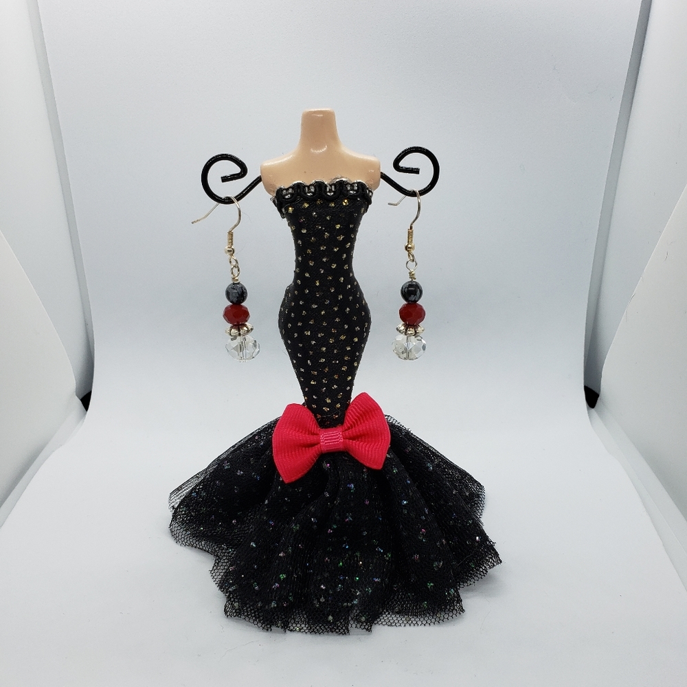 Red and Black Acrylic Crystal Earrings
